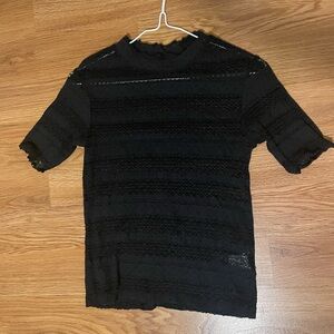 Black Lace Short Sleeve Top